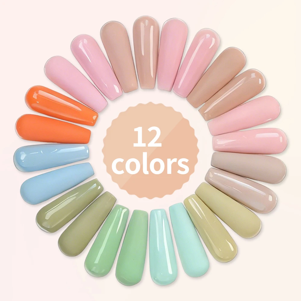 12色ディップパウダーネイルキット パステル 春夏 イエロー ピンク ブルー ネイルディッピングパウダー DIYネイルアート サロン マニキュア用