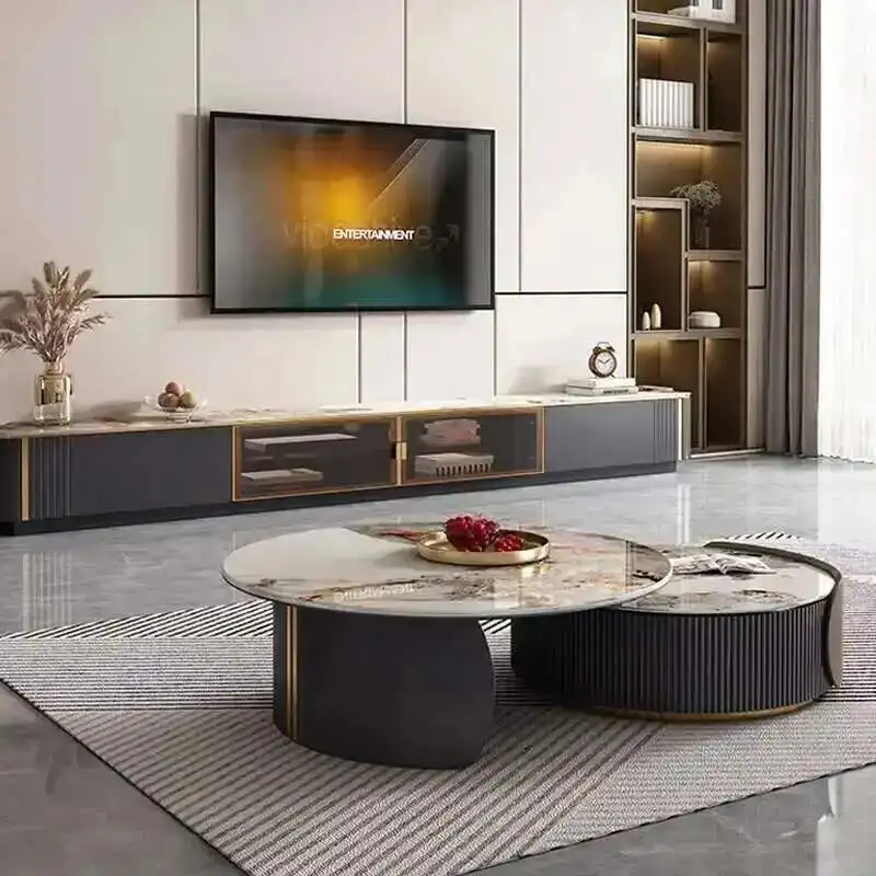 

Living Room Modern Simple Coffee Table Rock Plate Large Round Luxury Cabinet Side Table Room Center Stolik Kawowy Furniture