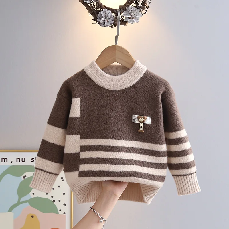 Boys Sweaters Speing Autumn 2025 Children Woolen Jersey Tops Outerwear For Baby Boy Pullover Sweater Kids Knitted Clothes 5 6Y