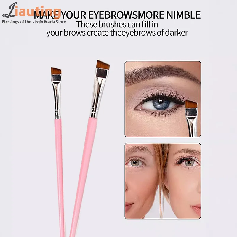 5 STKS Make-up Ultradunne Borstel Set Foundation Wenkbrauw Eyeliner Borstel Traceless Fluwelen Poeder Zachte Bladerdeeg Platte Kop Beauty Tool
