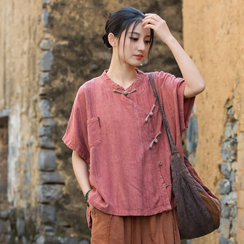 Long  Sleeve T-shirts  Vintage Clothes Blouses and Shirts Oversized T-shirt Women Clothes Women's Blouse Cotton and Linen