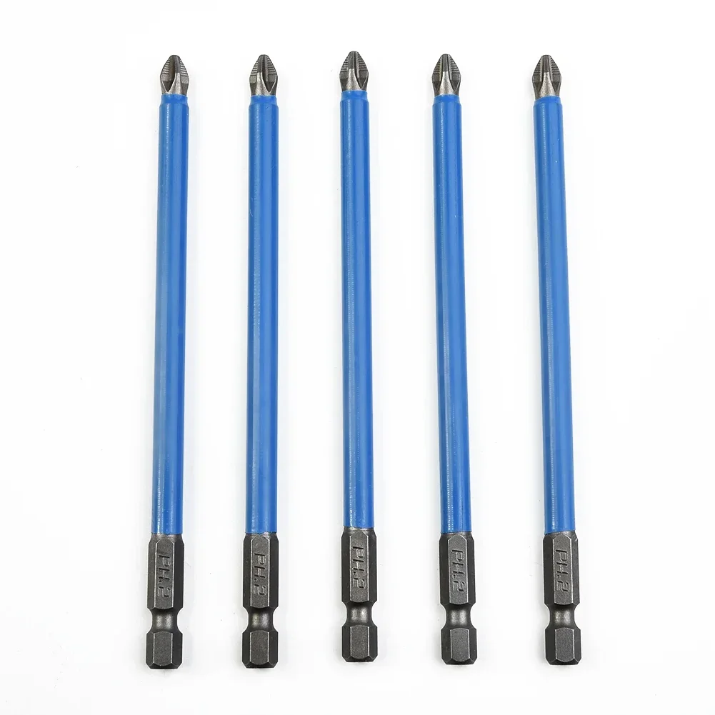 5Pcs Anti-slip Hex Shank Electric Screwdriver Bit PH2 Extra Long 127mm Magnetic Batch Head Cross Screwdriver Bit Set 1/4 Hex