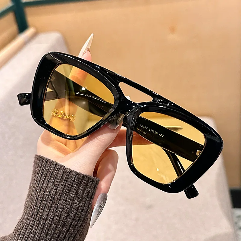 Neue Vintage Quadratische Sonnenbrille für Damen und Herren Marken-Rechteck-Sonnenbrille Ovale Brillen für Männer und Frauen – Detail 1