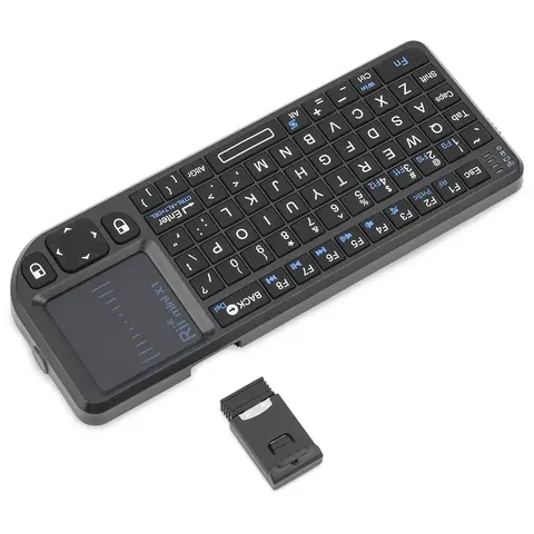 Rii-Mini clavier sans fil noir, US, RU, ES, FR, Air Mouse, TouchSub, télécommande pour Android TV Box, PC, ordinateur portable, bronch2.4 GHz