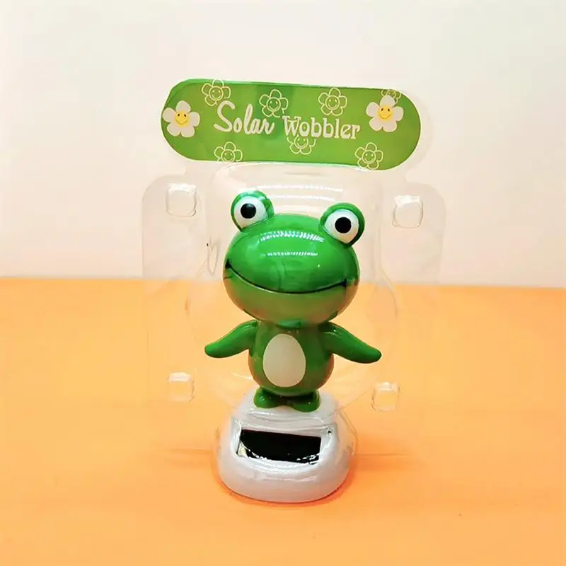 Solar Powered Car Dash Toys Cute Frog Car Solar Decoration Frog Dashboard Decoration Toy Cute Animated Bobblehead Solar