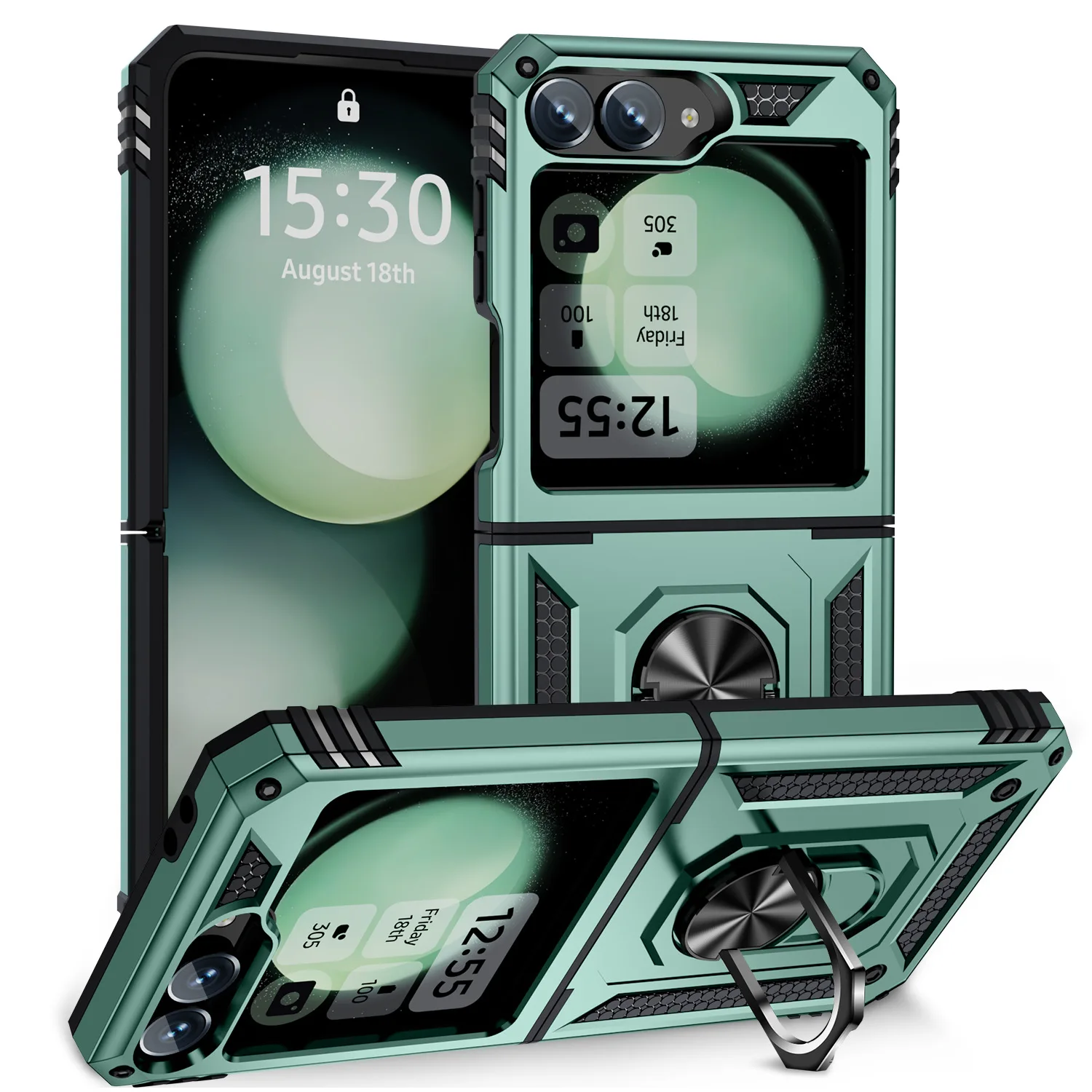 Für Samsung Galaxy Z Flip 7 Z Flip 6 Hülle Scharnierschutz 360 ° Drehring, magnetischer Ständer, stabil, schwer, stoßfest, vollständige Abdeckung – Detail 11