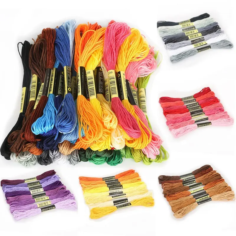 5/8/50/100 Stück Mix Farben Stickgarn Baumwolle Nähen Stränge Regenbogen Baumwolle & Seide Stickgarne für DIY Armbandherstellung – Detail 1