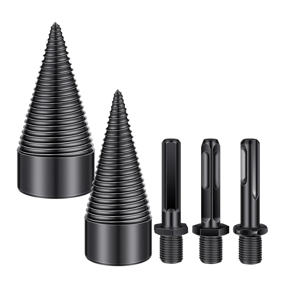 

AB34 5 Pcs Firewood Log Splitter Drill Bit,Removable Splitter Drill Bits, Screw Cones Kindling Splitter, Splitting Drill Bit