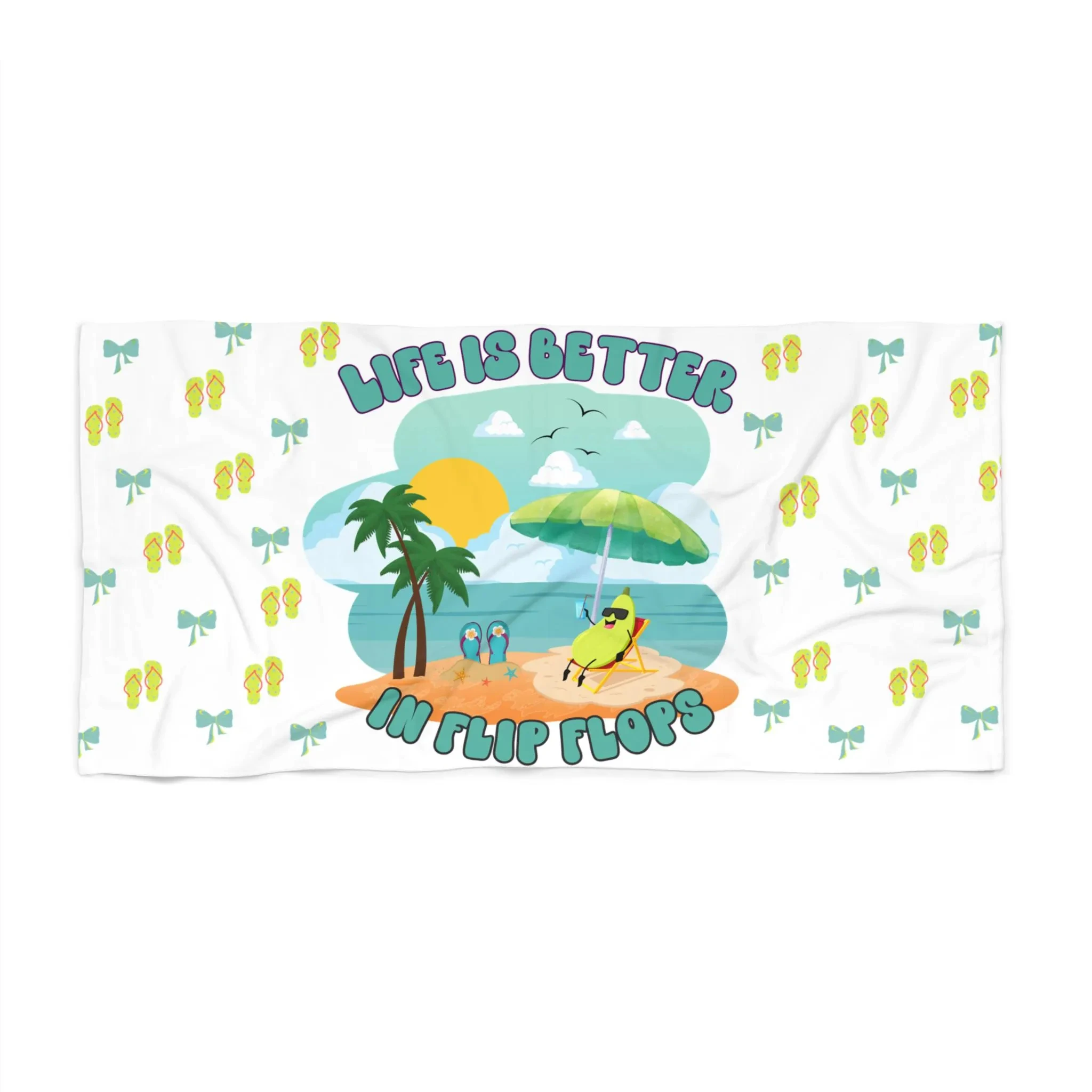 Colorful Flip Flops Beach Towel, Summer Vibes Poolside Essential, Soft Quick Dry Beach Blanket