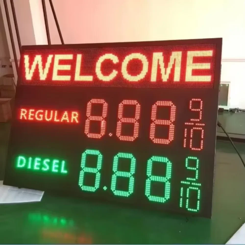 Yake Outdoor LED Screen 4~32 Inch Gas Station Wall Mount White Yellow Blue Light for Petrol Diesel Oil with SDK Function