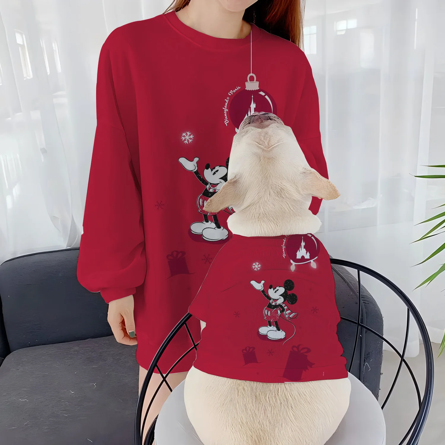 

Casual Sweatshirts Autumn Women's Clothes Minnie Mouse Long Sleeve Disney Round Neck Winter Puppy Clothing Mickey Pullover Pet