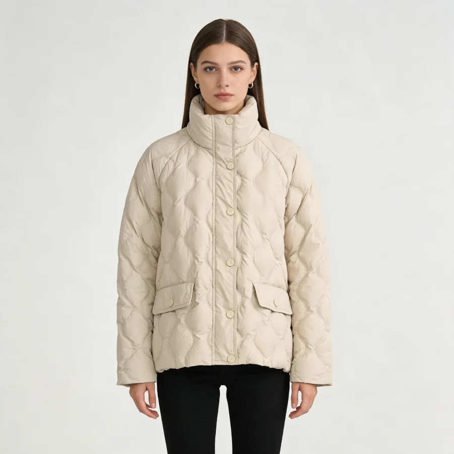 

Зимний легкий теплый пуховик с воротником-стойкой, женские однобортные куртки на молнии, женская верхняя одежда Parker на белом утином пуху