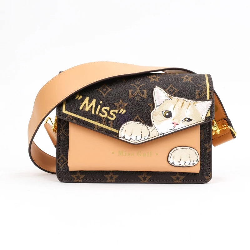 Miss Gail Cylindrical Women's Handbag Fashion Simple Mini Personality Accessories Cat Shoulder Bag For Girl LG6268#