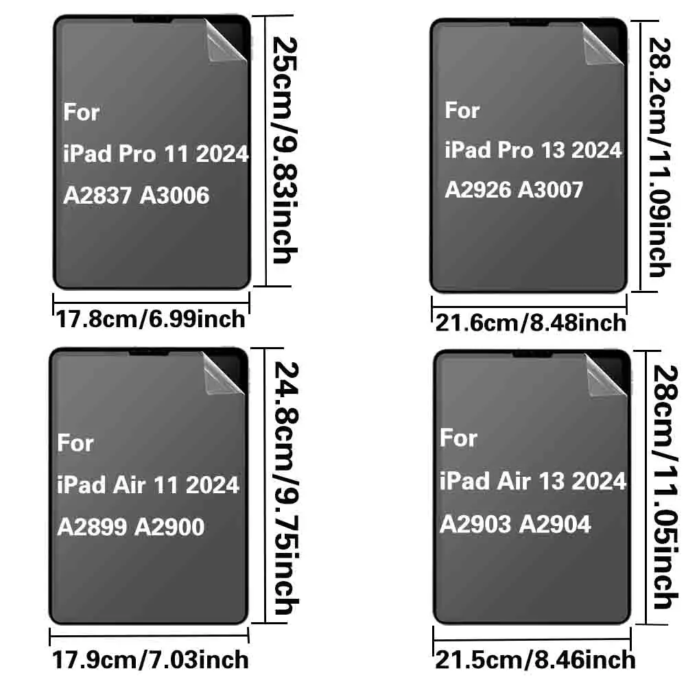 ฟิล์มป้องกันหน้าจอกระดาษสำหรับ iPad Pro 11 2024 M4 A2837 Pro 13ด้านสำหรับ iPad Air 6 11 13 2024 Air 11 2024 A2899 M2