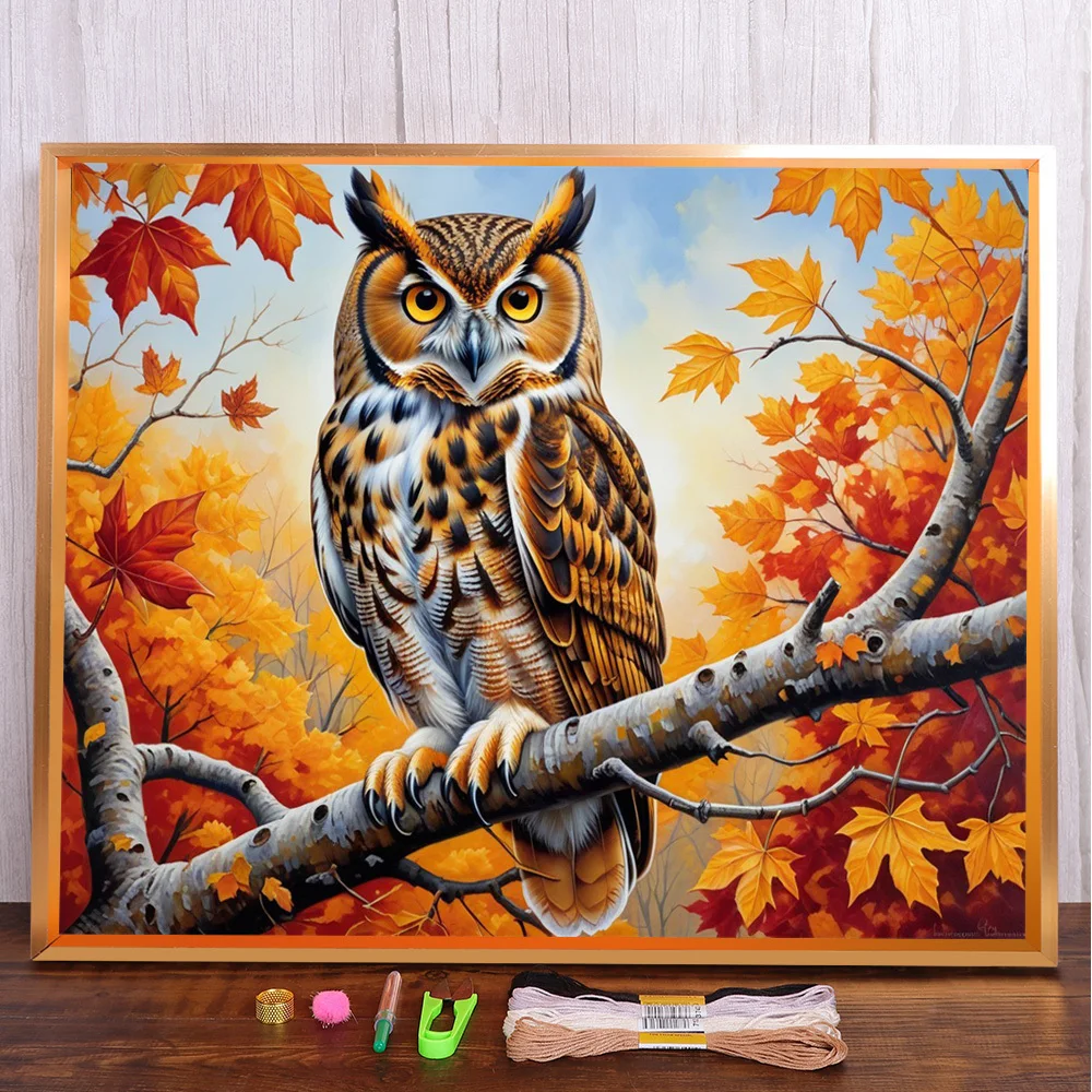 

Wild Owl Printed Fabric 11CT Cross Stitch Full Kit DIY Embroidery Handmade Painting Knitting Handiwork Gift Magic Mulina
