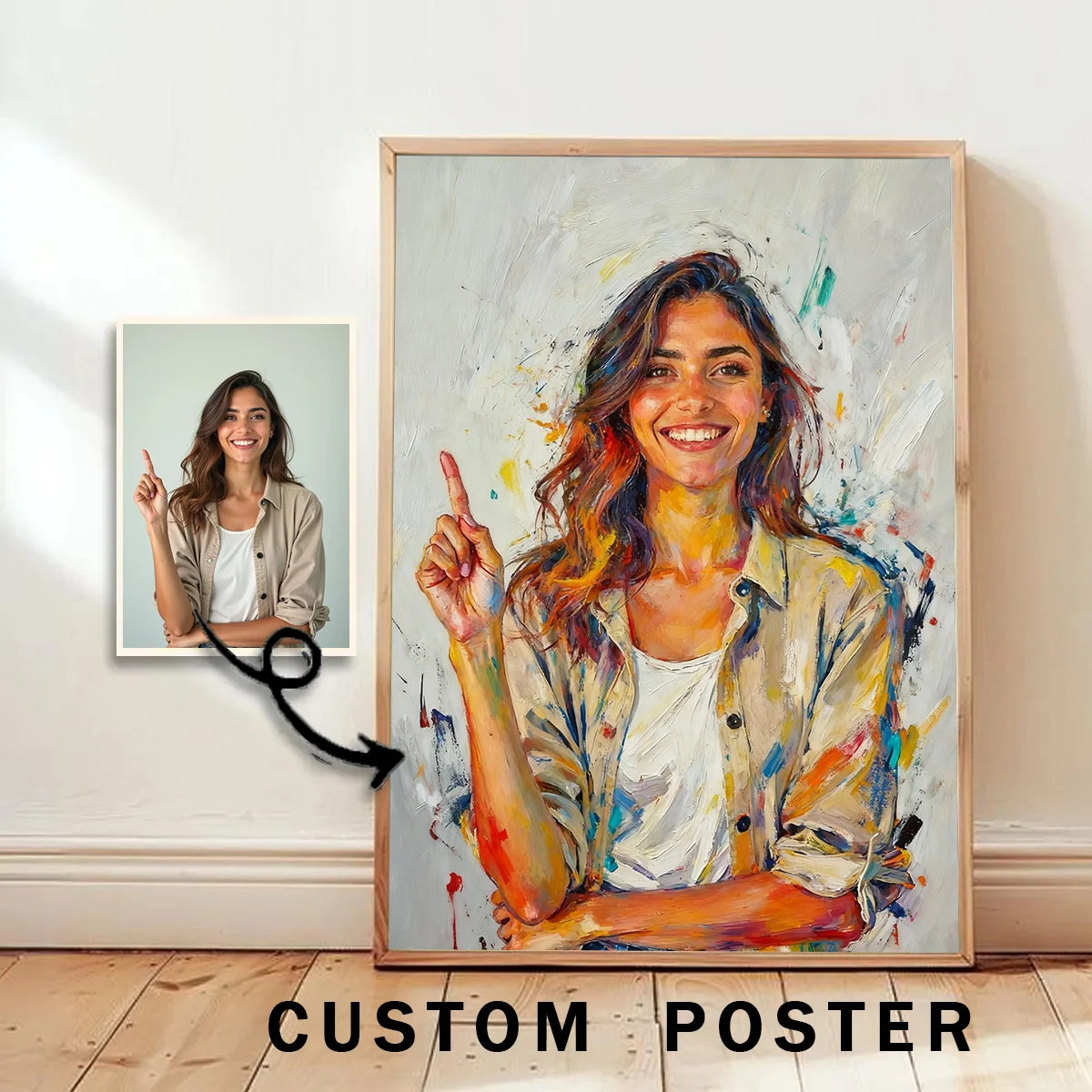 Customize Your Photos Abstract Style Canvas Printing Wedding Photos Family Pet Wall Art Posters for Valentine's Day Home Decor
