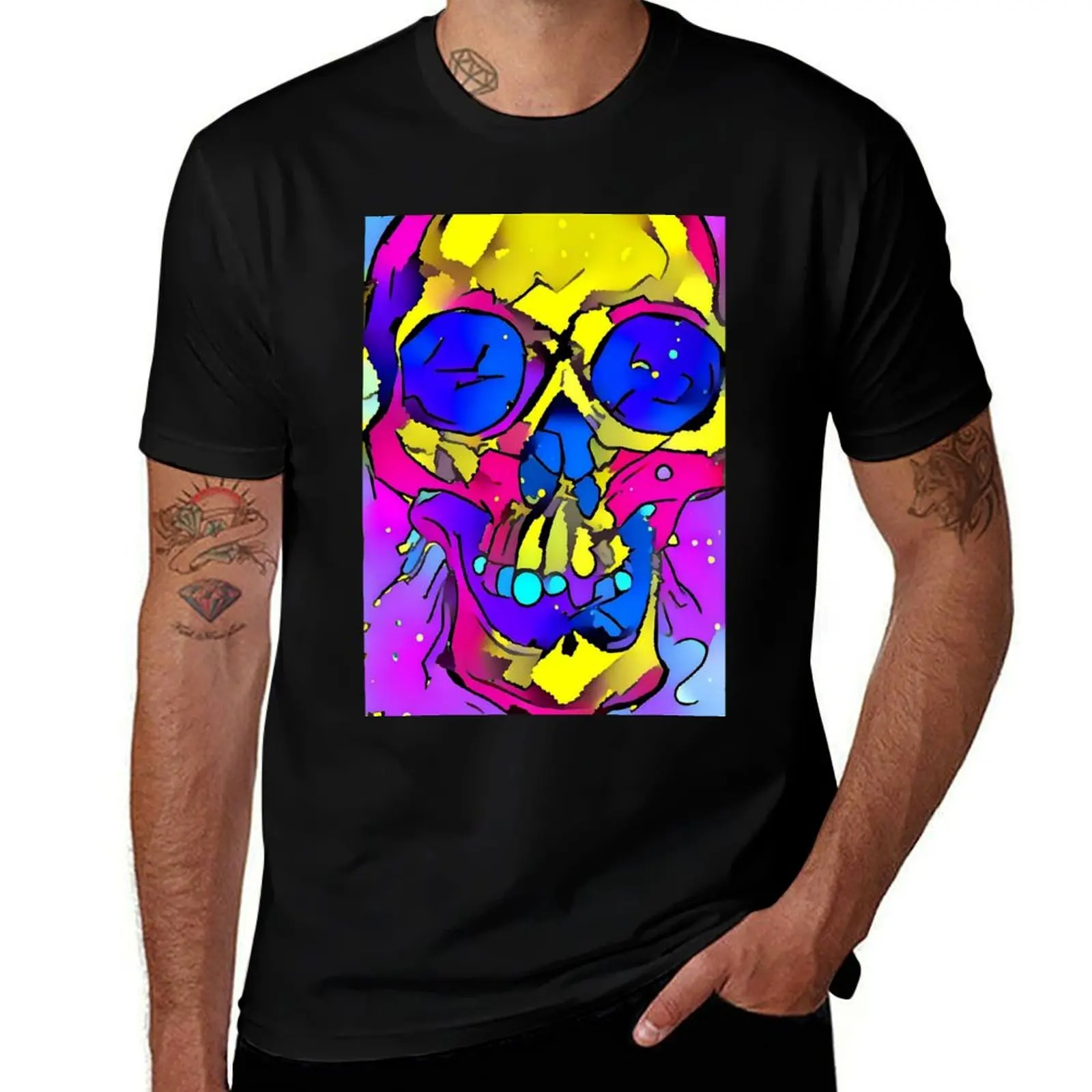 Skull's Givin' Me Serious Pan Vibes T-Shirt Casual Holiday Short Sleeve Tee T-Shirt