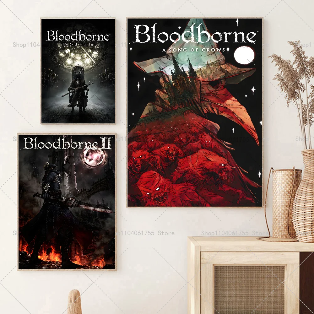 1PC Bloodborne Classic Game Poster Self-adhesive Art Waterproof Paper Sticker Coffee House Bar Room Wall Decor
