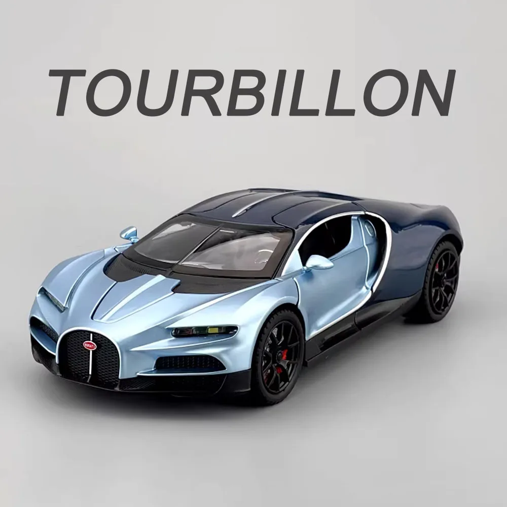 1:24 Bugatti Tourbillon-Autos, Legierungsmodelle, Spielzeug, Druckguss-Rad, zurückziehbare Miniatur-Autotüren, geöffnete Fahrzeuge für die Unterhaltung von Kindern