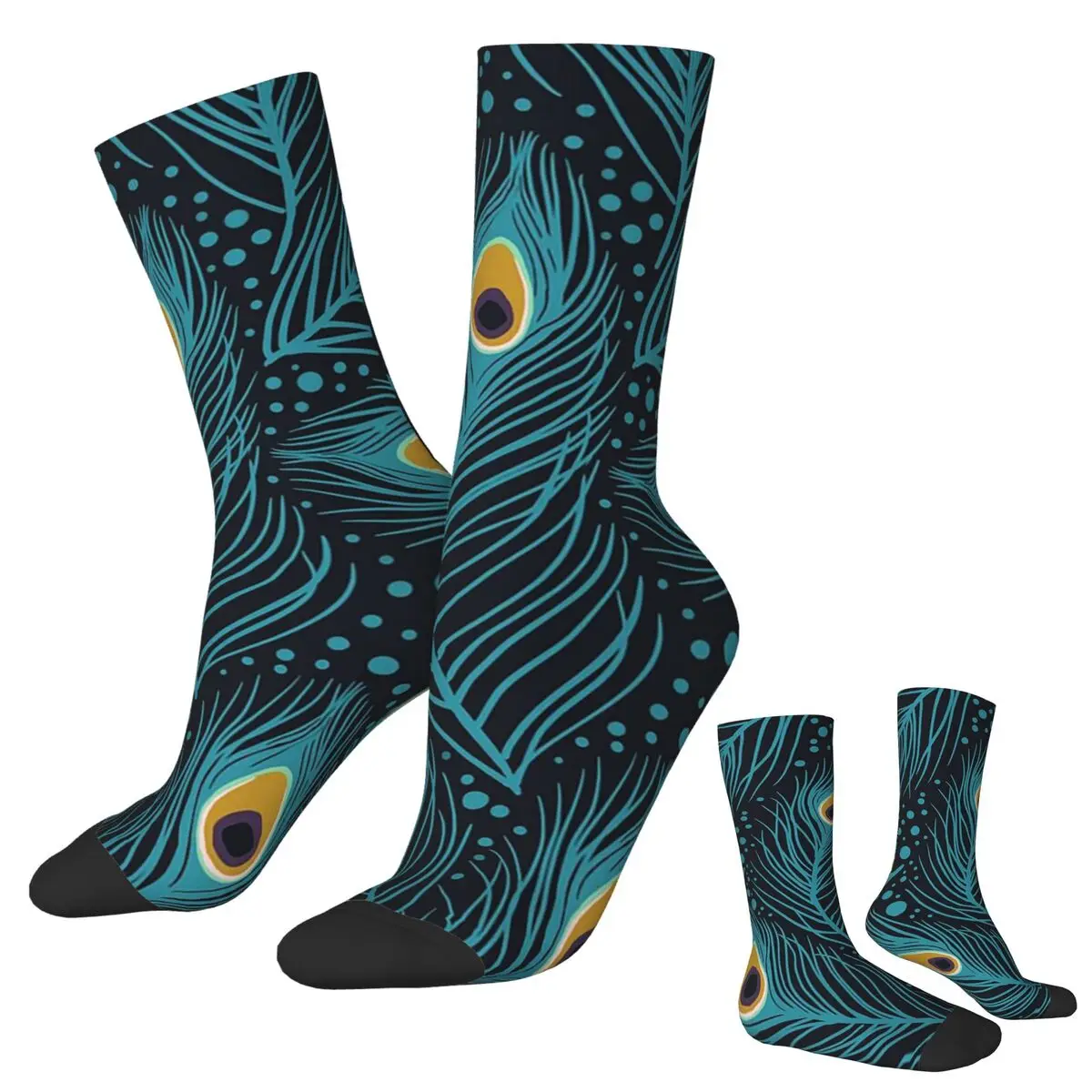 All Seasons Crew Stockings Vintage Peacock Feather Socks Casual Long Socks for Men Women Valentine's Day Gifts