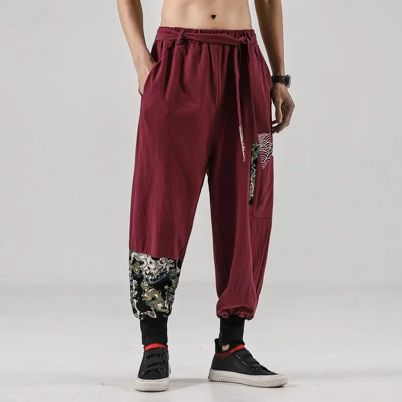 Chinese Style Cotton Linen Pants Men Joggers Men Pants Streetwear Sweatpants Harem Pants Men Trousers 5Xl 2020 Spring New 11001