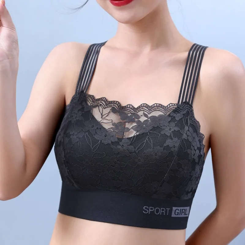 V Back Tube Top Seamless Underwear Female Crop Top Wrapped Chest Wireless Lingerie Sexy Women\'s Sports Bra Lace Bandeau Top