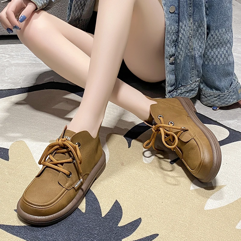 

2024Women Boots Causal Shoes Fashion Lace Up Style Shoes Comfort New Autumn Winter Women's Ankle Booties Shoes for Women