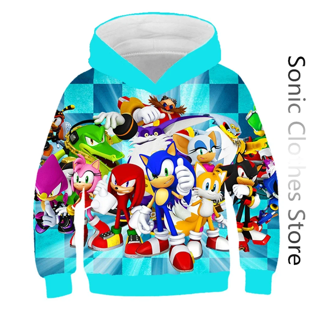 Sweat à capuche Sonic pour enfants de 3 à 14 ans, vêtements pour garçons, Harajuku, vêtements de printemps et d'automne pour filles, manches longues, pour hommes et femmes