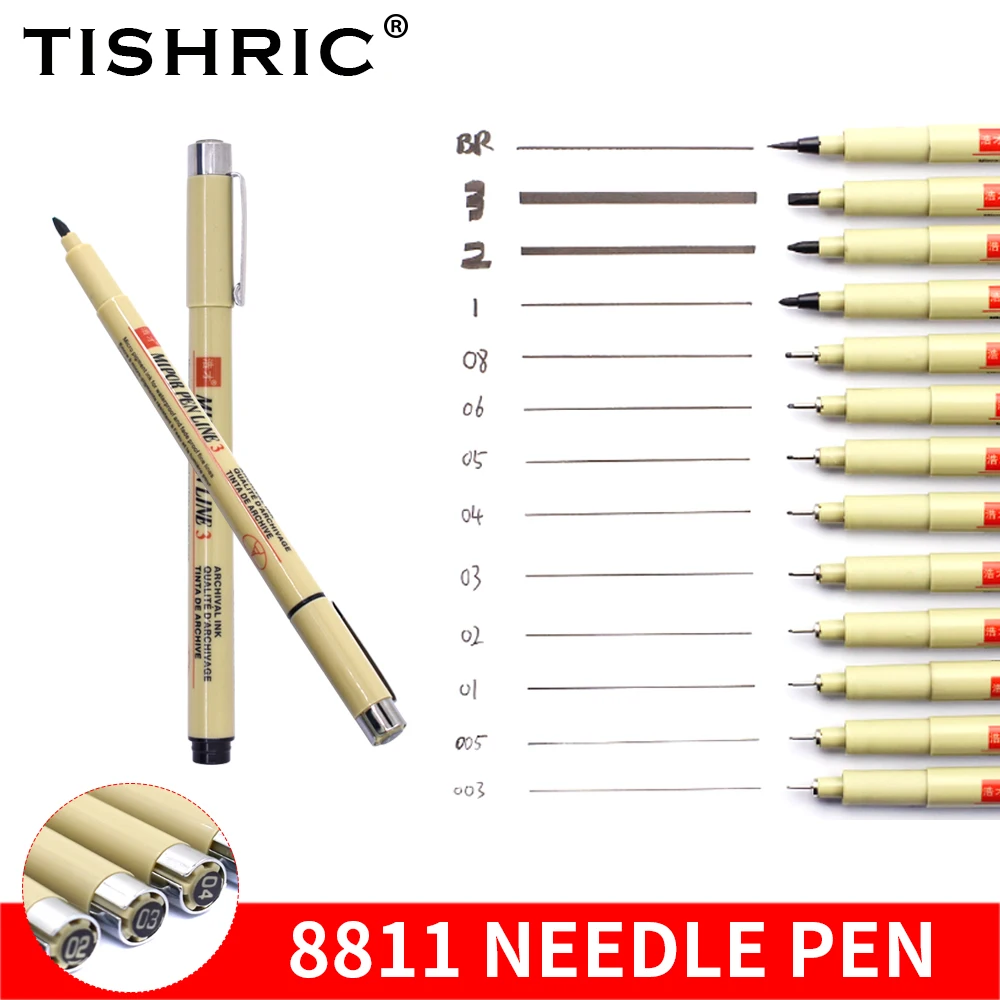 TISHRIC Sketching Pen Micron Liners Needle Pen Fineliner Drawing Liner Art Micron Marker Pen Waterproof Hand-Drawn Signature Pen