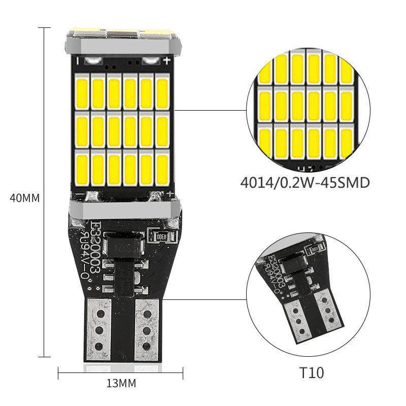 6 قطعة T15 W16W 921 912 T16 T10 902 LED لمبات 45SMD 4014 مصباح ليد السوبر مشرق 1200LM استبدال للسيارة عكس الضوء الأبيض
