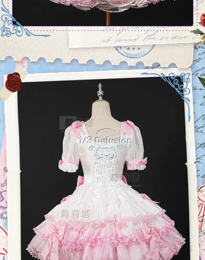 PriPara Manaka Laala Hochzeits-Lolita-Cosplay-Kostüm Süßes Lolita-Hochzeits-Cosplay-Outfit Halloween-Karneval-Partykleid