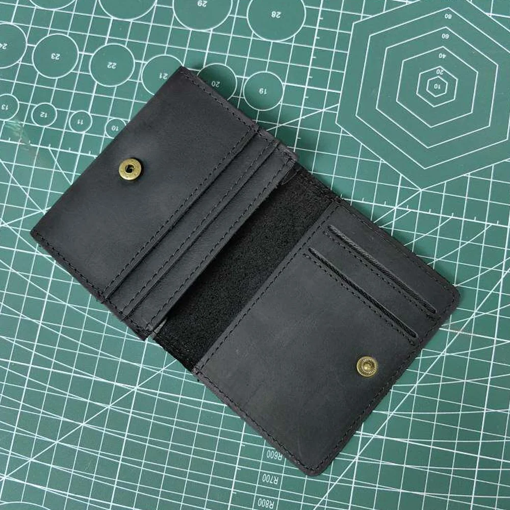 Crazy Horse Leather Card Wallet Accordion Driver License Case Vintage Top Grain Cowhide Business Card Holder Slim Purse