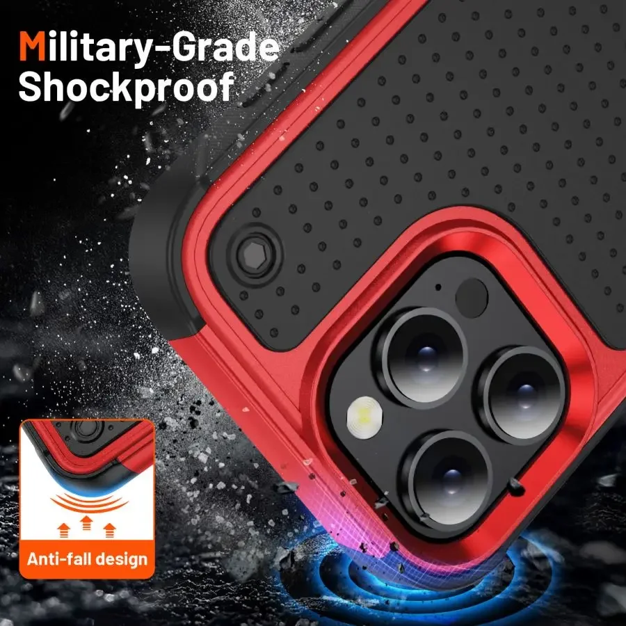 Luxury Military Hybrid Rugged Heavy-Duty Armor Shockproof Case for iPhone 15 14 Pro 11 12 13 Max Hard Plastic Frame Back Cover