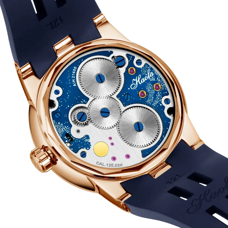 Haofa Rotatable Starry Sky Dial Carrousel Mechanical Mens Watch Convex Sapphire Manual Karrusel Watch Luminous Casual Dress 1952