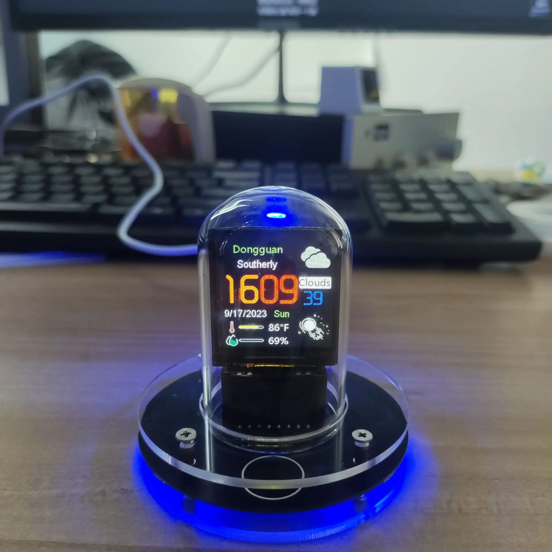Glow Tube Clock - Smart Desktop Decoration with Page - turning Weather Display, Perfect for Modern Offices & Gaming Setups