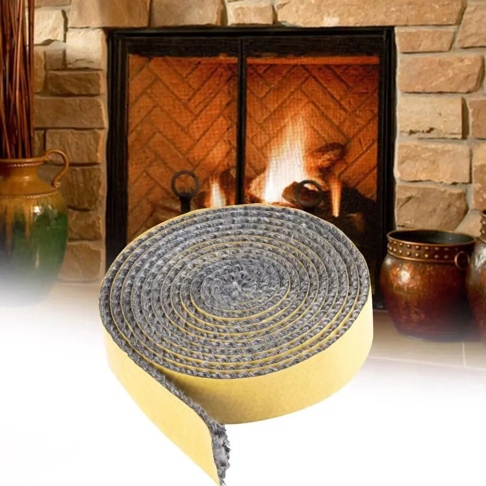 Self Adhesive Fireplace Seal Rope Fiberglass Flat Wood Stove Gasket Tape Heat Resistant Fireplace Door Gasket Pellet Stove