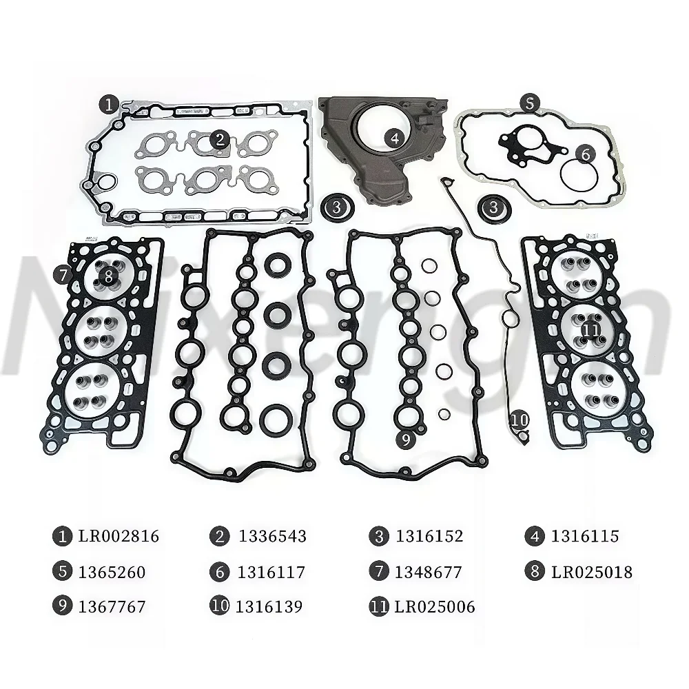 Engine Cylinder Head Full gasket Kit Fit 2.7 T L Diesel 276DT For 04-20 Jaguar XF XJ Land Rover Discovery Range Rover Sport 2.7T