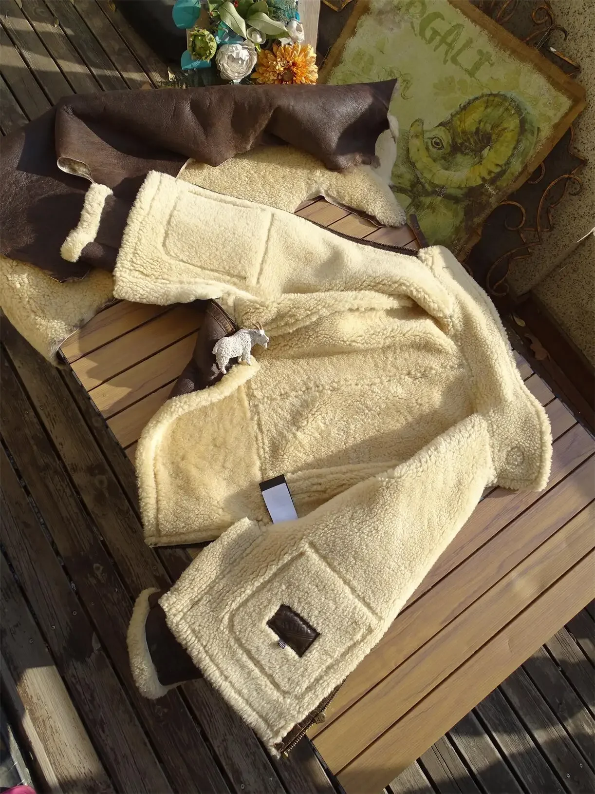 Tailor Brando handaged Original Sheep Shearling American Vintage Warm Real Fur Genuine Leather Jacket