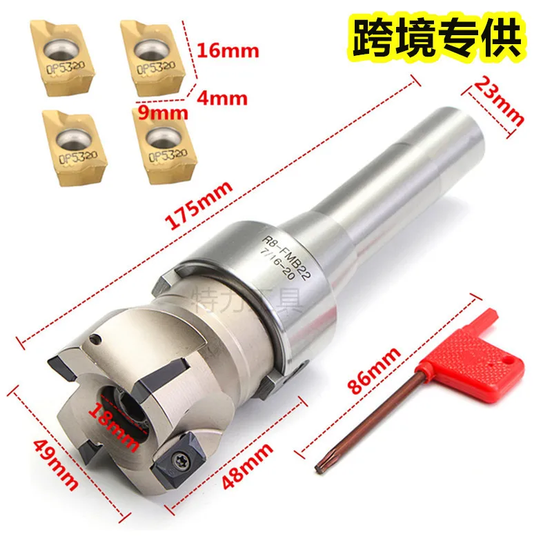 R8-FMB22 7/16 inch milling handle + 400R 50 cutter head + 4 pieces APMT1604 cutter grain, cross-border e-commerce