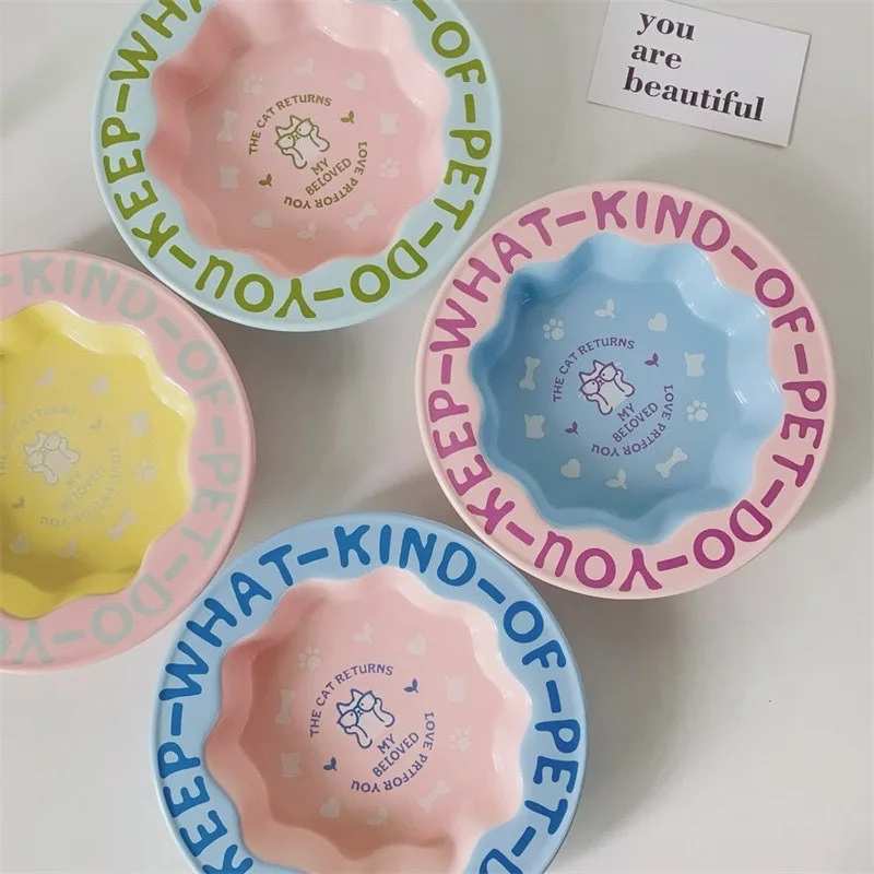 Talerze ceramiczne, wysokiej klasy talerze deserowe, talerze do sałatek owocowych, kreatywne miski na karmę dla kota, miski dla zwierząt, miski na