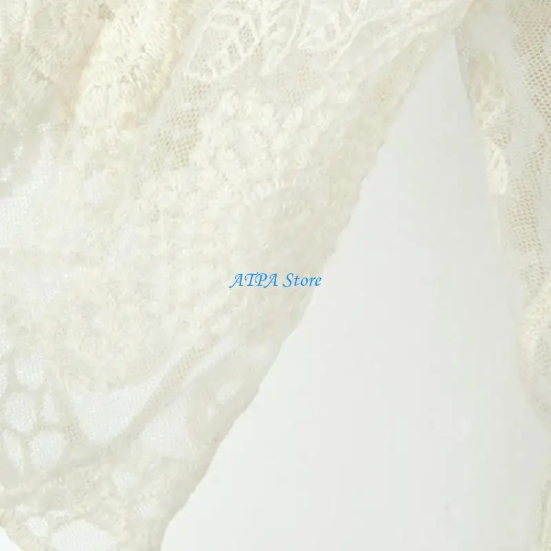 U13C Women Summer Lace Open Front Kimono Cardigan Crochet Floral Leaves Pattern Sheer Mesh Swimsuit Cover Up See Through Beach