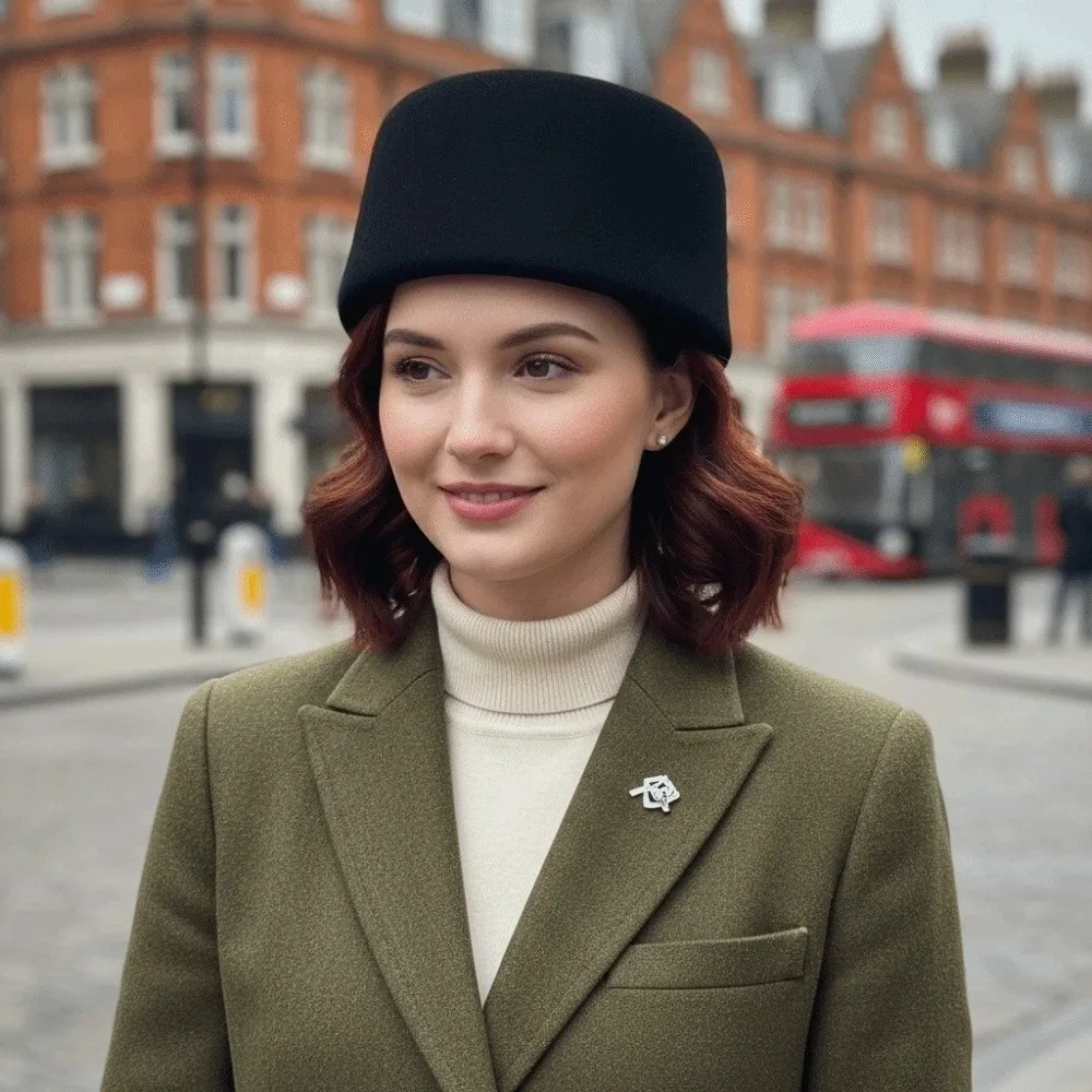Vintage Looking Pillbox Hat French Style Dome Airline Stewardess Caps Air Hostess Solid Color Formal Hat Performances