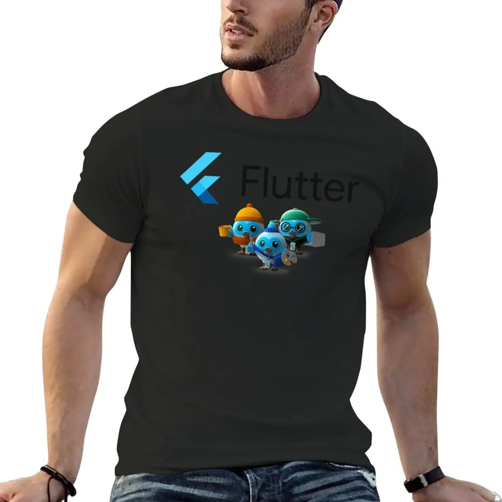 

Google Flutter-Dash s T-Shirt vintage graphic tee boys animal print anime figures street wear t shirts men