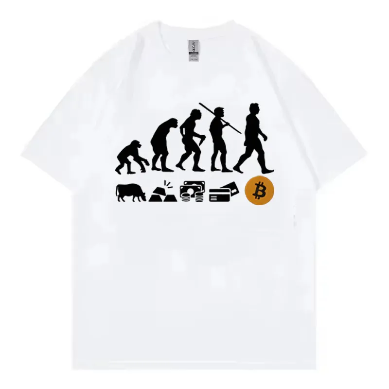 Musk Currency Evolution Same Bitcoin BTC Short Sleeve Tees Women T-Shirt Coin Circle Stir Fried Bitcoin Cotton Clothing Tops