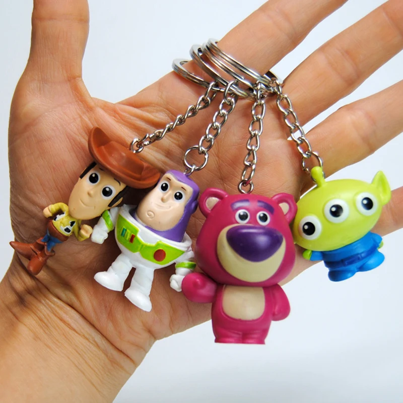 Anime Disney Toy Story Keychain Cartoon Doll Woody Buzz Keyring Key Chain Car Pendant Kids Toys Gifts