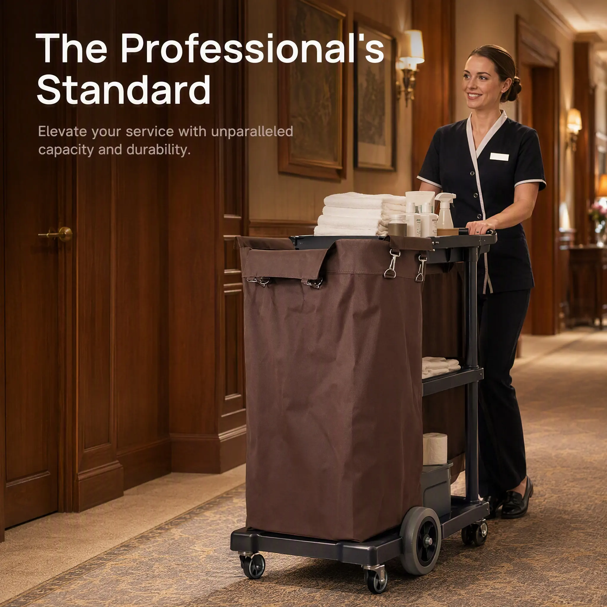 Hanging Laundry Bag Oxford Cloth Housekeeping Cart Cleaning Bag for Hotels Homes Moisture Resistant Linens Organization