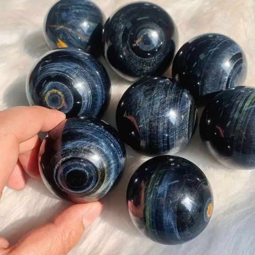 Natural Blue Tiger Eye Rare Sphere for Home Decoration, Healing Reiki Stones, Ball Gemstone Crafts, Mineral, Gift, High Quality