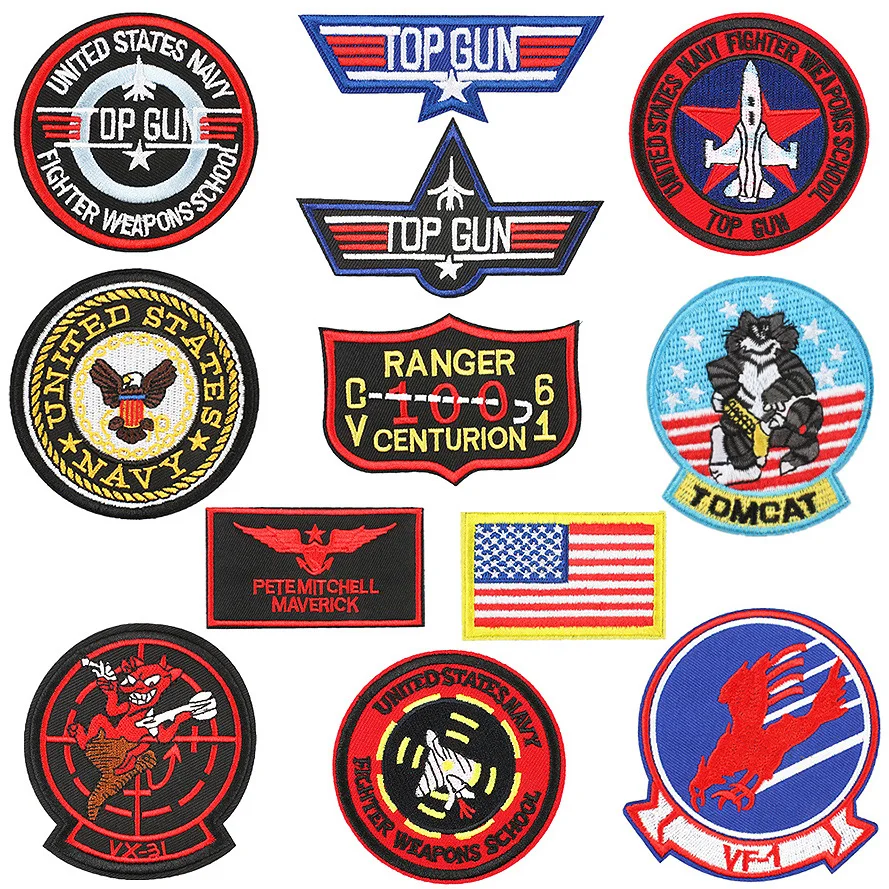 Iron on Patch TOP GUN Embroidery Patch Badge Clothing Sticker Embroidered Badge DIY Patches