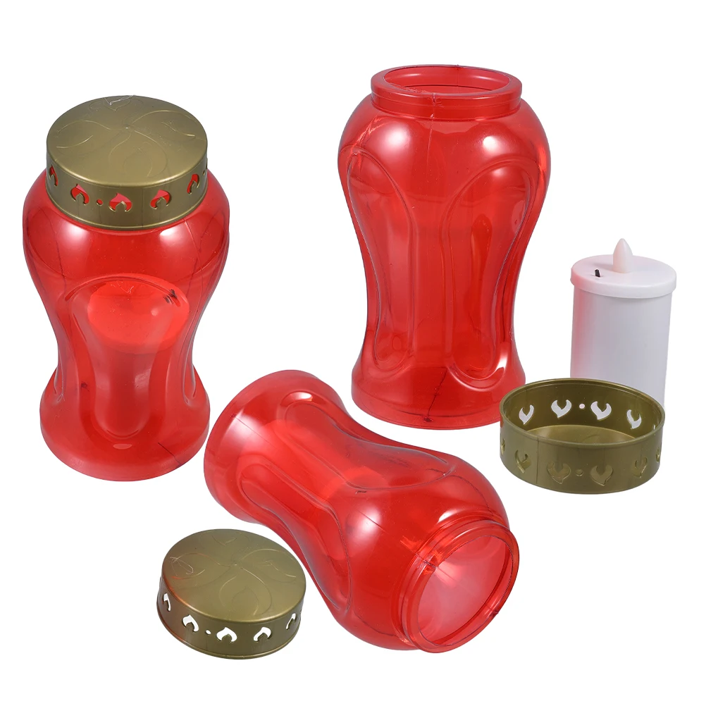 

3Pcs Electronic LED Candles Waterproof Reusable Flameless Lights for Outdoor Courtyard Grave Memorial Religious Devotional