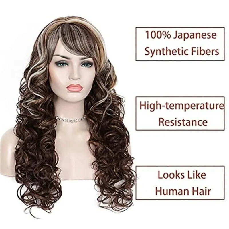 Perruque de Cosplay Anime, accessoires de vêtements de Convention de bande dessinée, dégradé de couleur, cheveux longs bouclés, couvre-chef pour femme, couverture de perruque pour cheveux longs